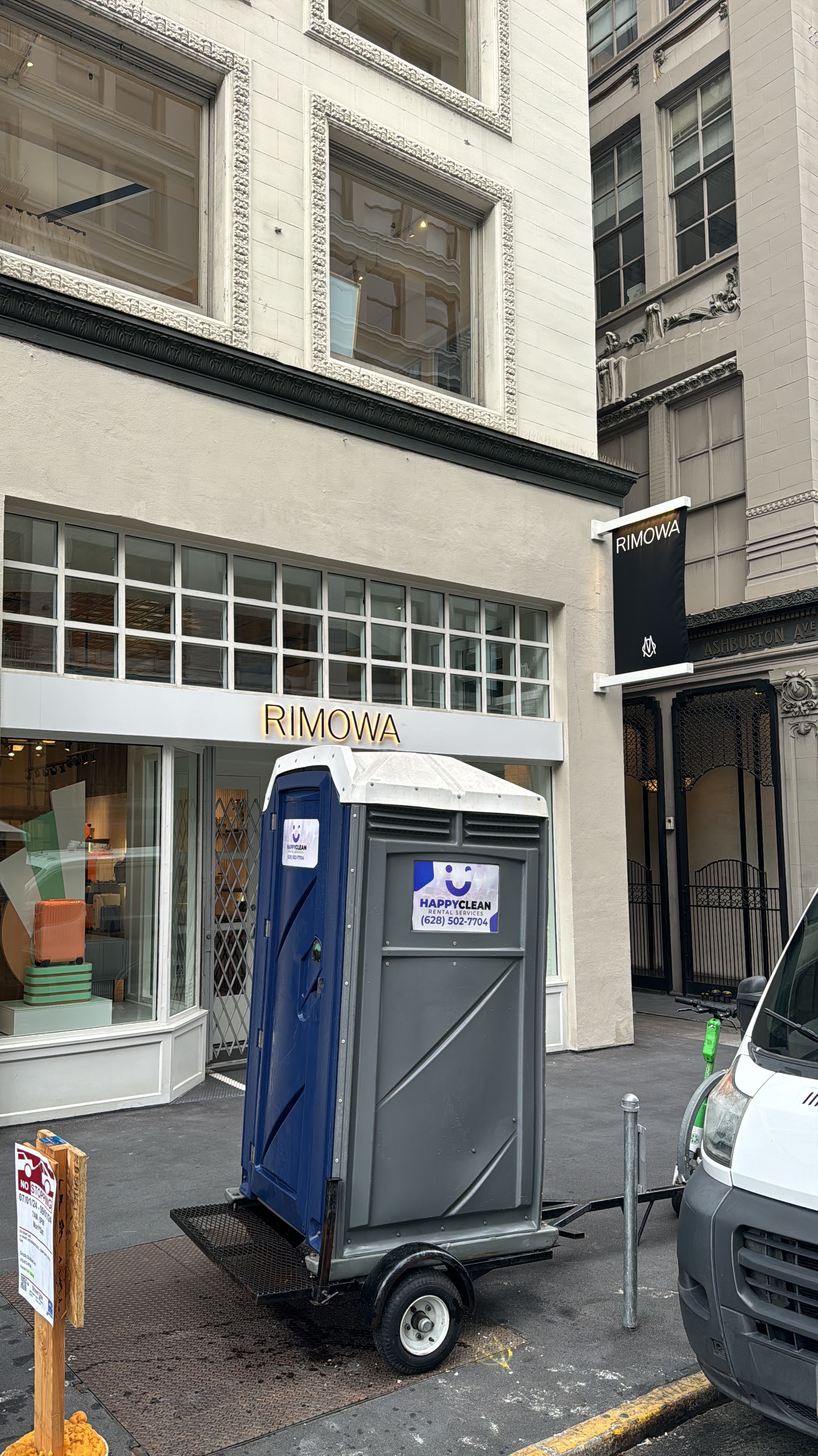 Portable restrooms on a construction site in the Bay Area